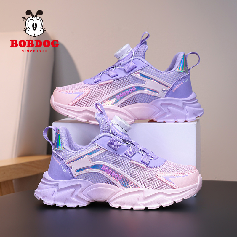 巴布豆童鞋女童运动鞋2025夏季新款单网面中大童女孩子儿童跑步鞋