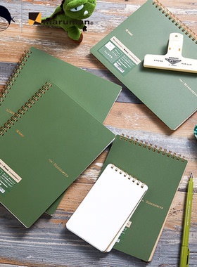 日本满乐文记忆女神螺旋本kleid限定橄榄绿金属线圈方格笔记本