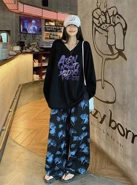 2025款300斤大码德绒长袖春秋冬季女生长袖衫V领宽松休闲韩版上衣