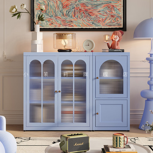 法式书柜落地多层带门储物柜