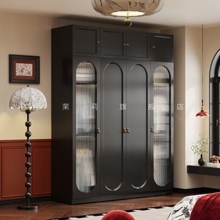 复古风钢制衣柜家用卧室小户型新款自由组合大衣橱铁皮收纳储物柜