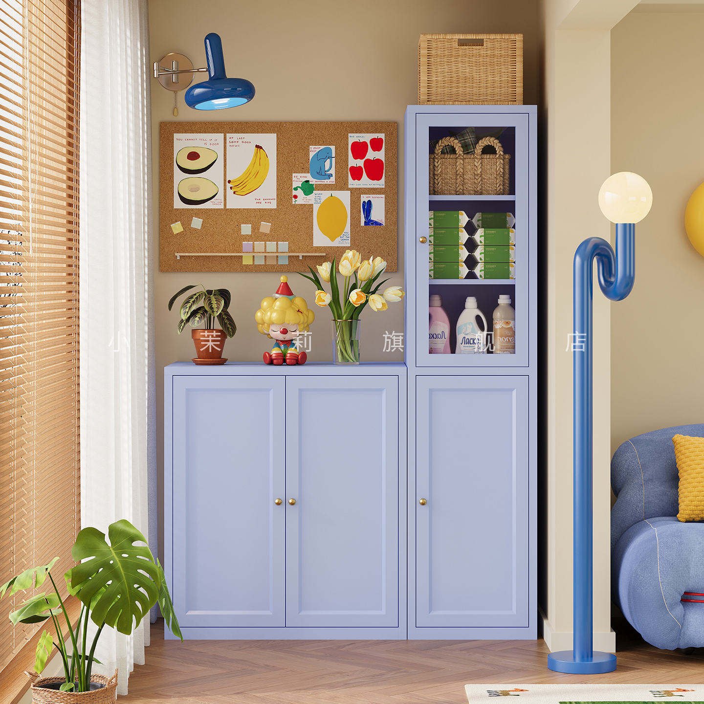 阳台收纳柜钢制多层带门工具柜