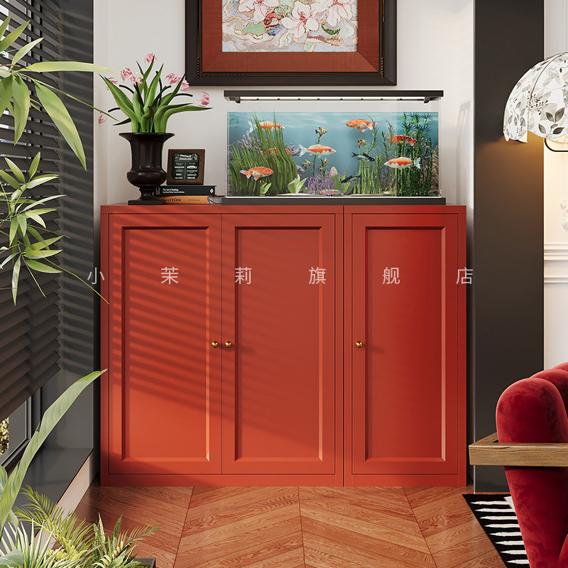 钢制家用复古风阳台矮柜收纳柜防晒家用靠墙落地储物柜杂物置物柜