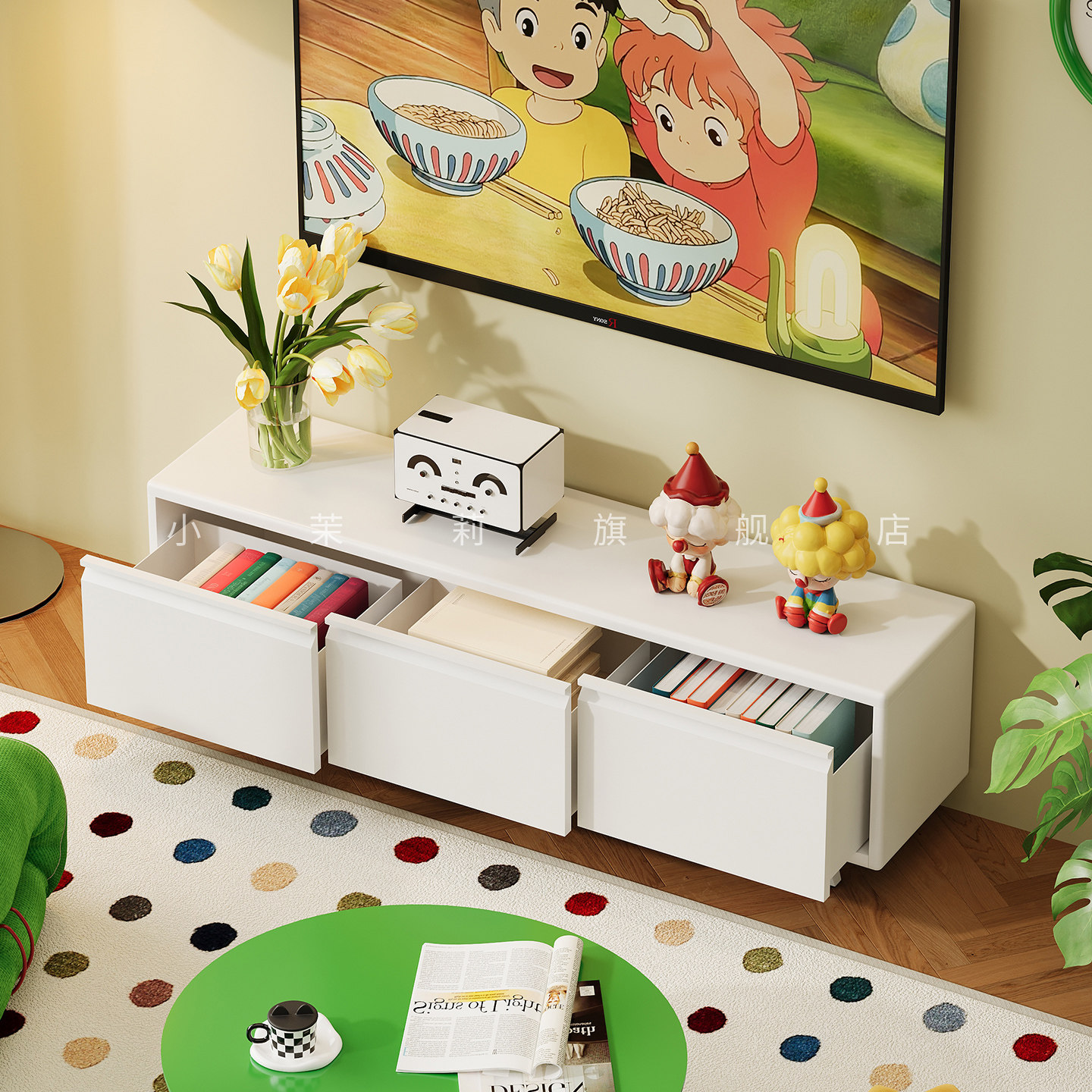 高级铁艺电视柜中古风客厅家用小户型卧室落地收纳储物柜立柜边柜