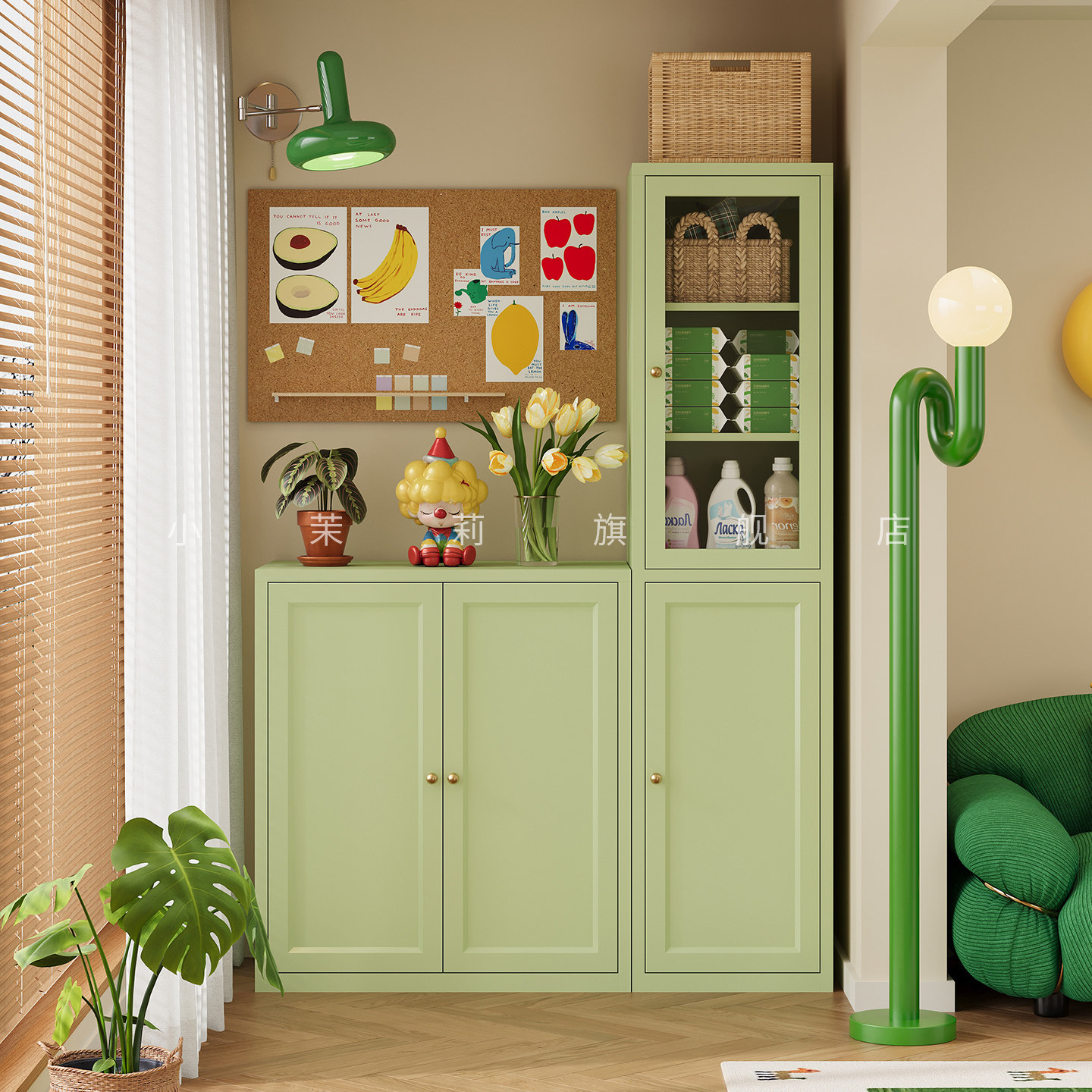 钢制阳台收纳柜防水防晒铁皮多层储物柜家用落地矮柜杂物柜飘窗柜