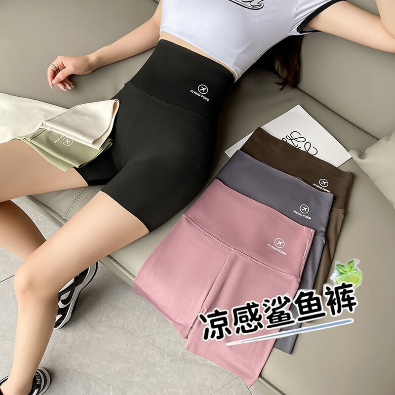 女士泳裤平角防走光三分短裤速干游泳衣黑色运动收腹遮肚单件裤子