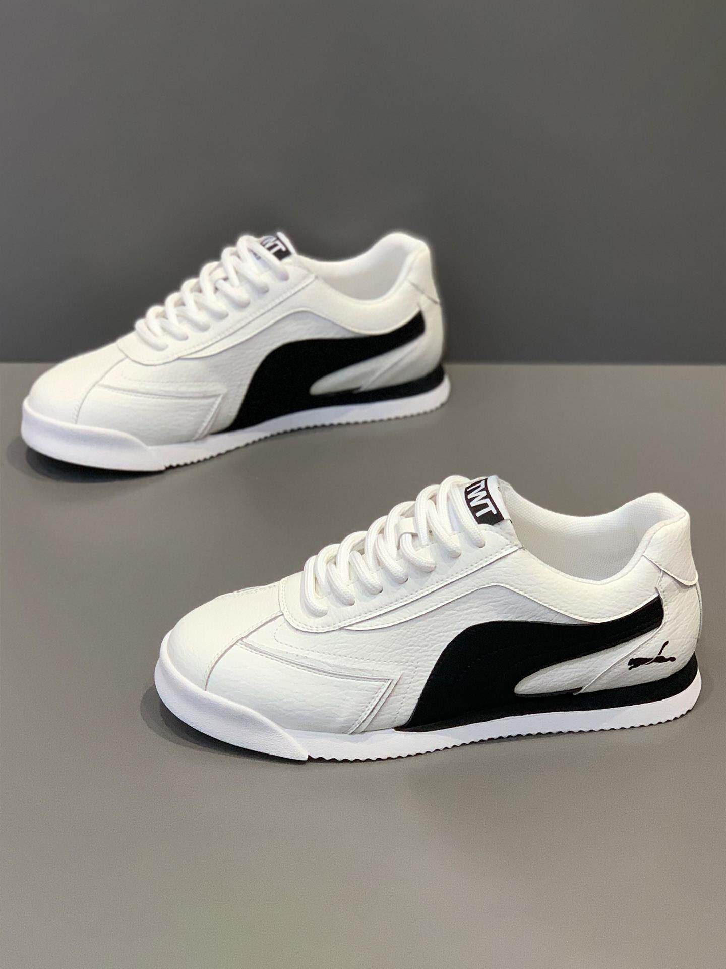 男鞋2025新款春秋运动休闲小白阿甘鞋男士冬轻便软底皮面德训板鞋