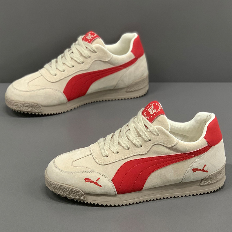 男鞋2025春秋新款翻毛真皮德训板鞋男士冬轻便软底运动休闲阿甘鞋