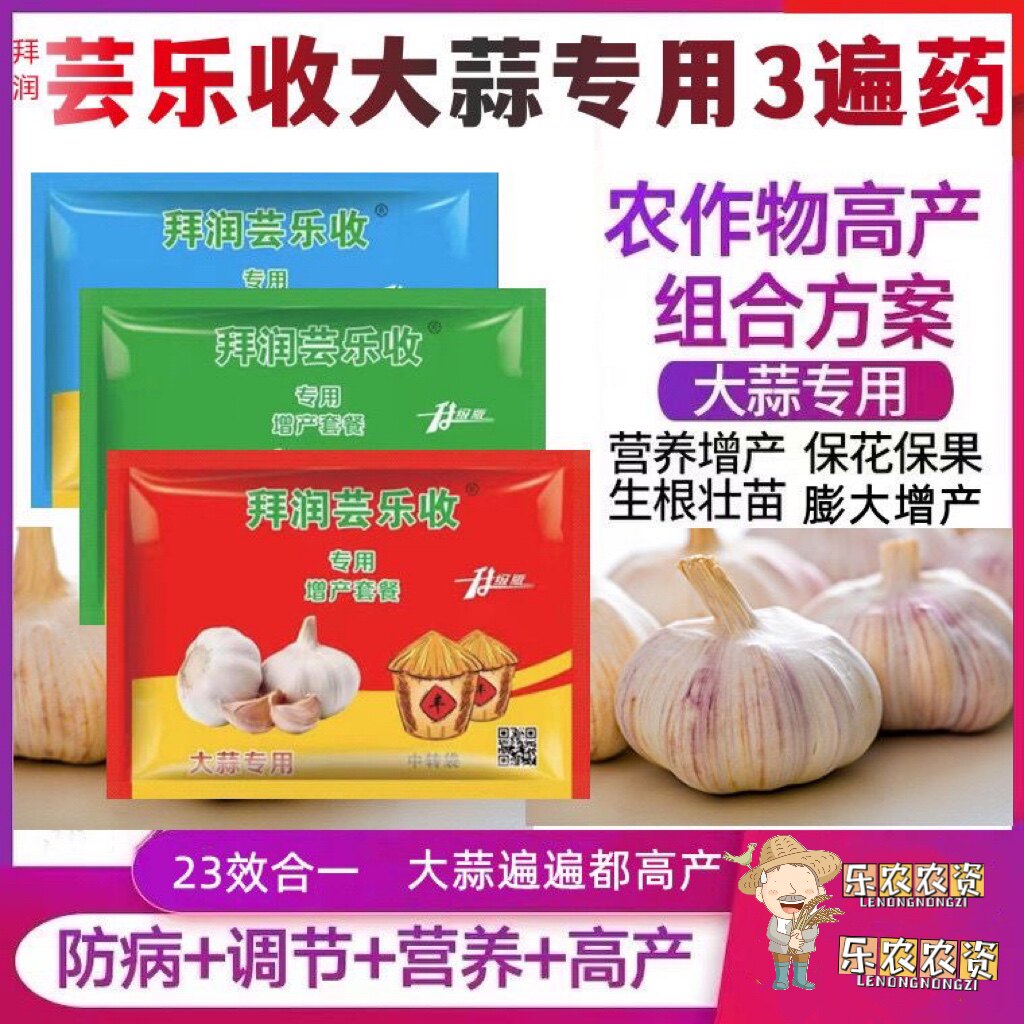 红霸芸乐收大蒜专用三遍药产量多叶面肥大蒜抽苔松口膨大素产套餐