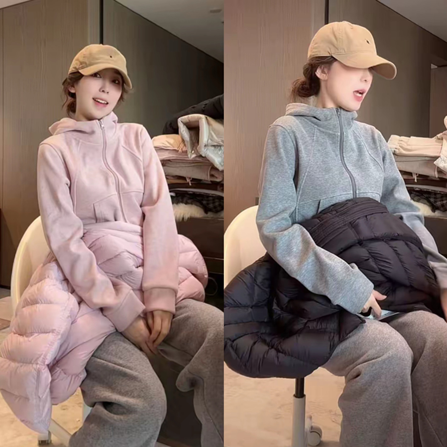 加绒加厚拉链连帽卫衣女冬季