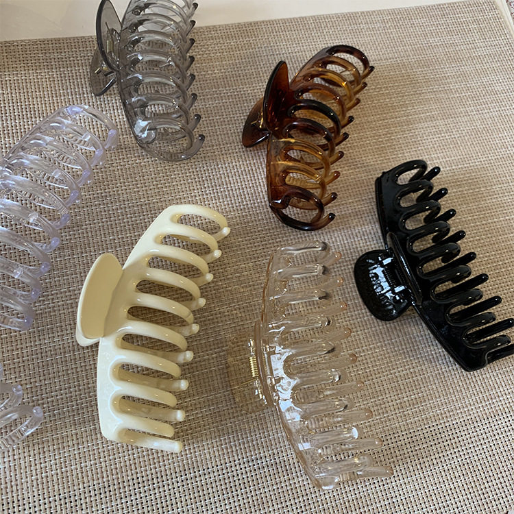 ins冷淡风法式大号长圆形抓夹极简纯色鲨鱼夹感发饰