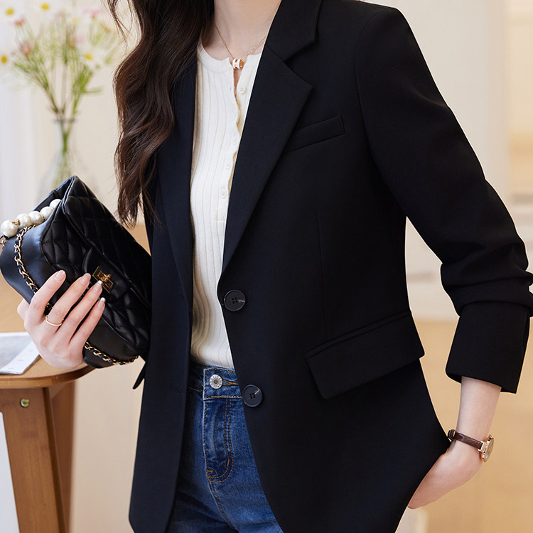 韩国休闲黑色西装外套女春秋季2025新款气质韩版高级感小个子西服