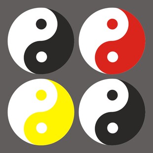 黑白太极图贴纸阴阳太极图背胶贴此消彼长相生相克周而复始墙贴m