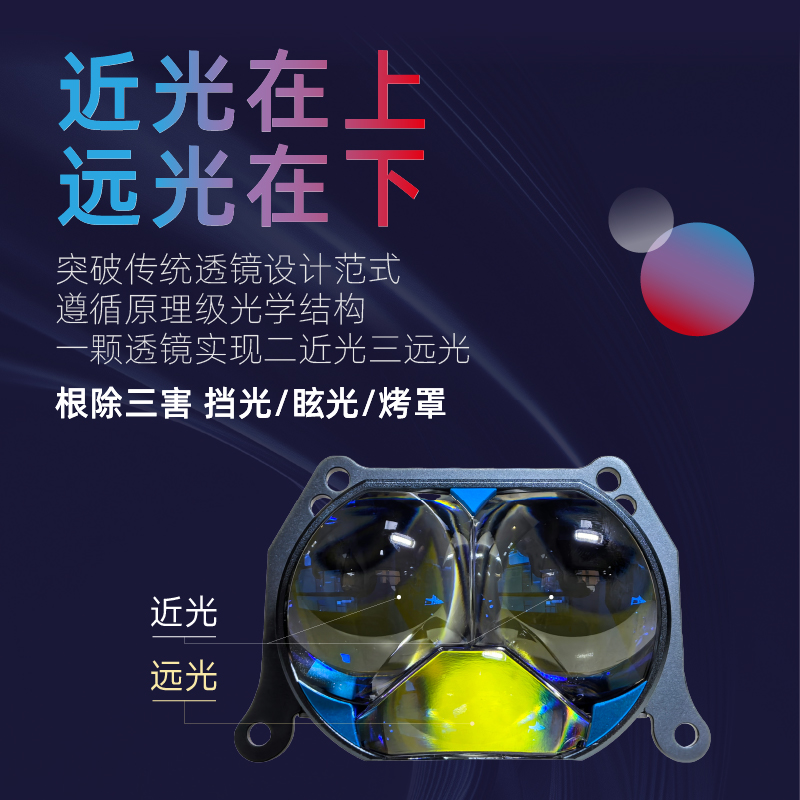 立盯三龙珠MAX 直射LED透镜 超亮远光大灯 鹏翼光形 汽车车灯透镜