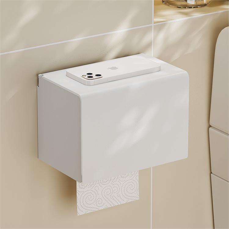 白色卫生纸手机置物架卫生间厕所厕纸纸巾盒免打孔抽纸卷纸筒壁挂
