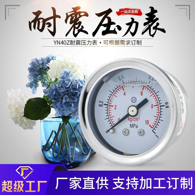 轴向无边耐震压力表yn40z 不锈钢抗震气压水压油压真空耐震压力表