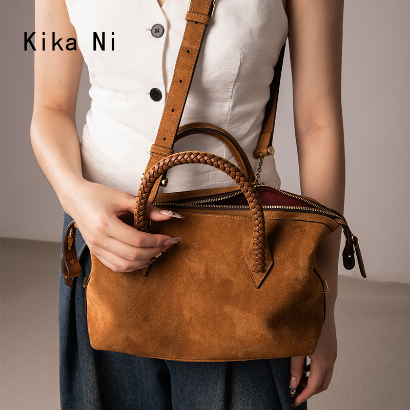 kikani通勤休闲车缝线手工斜挎包