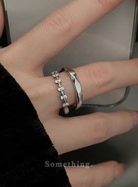 时尚冷淡风锆石可调节戒指女轻奢高级感情侣对戒2024年新款潮指环