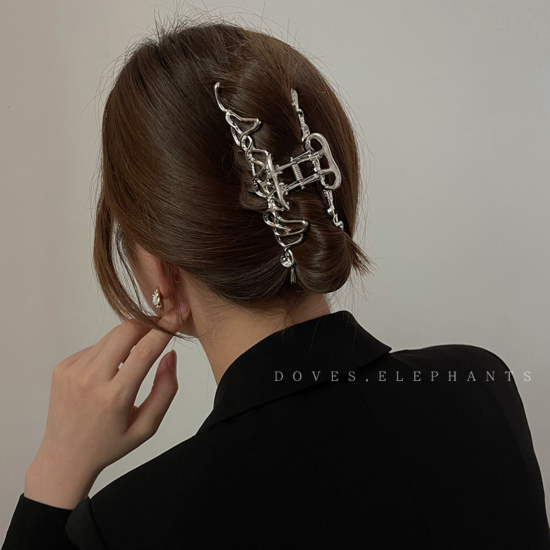 不规则液态金属盘发夹女ins网红银色大号后脑勺鲨鱼抓夹发饰头饰,饰品/流行首饰/时尚饰品新,发饰,淘宝优惠券,粉丝福利购,淘宝优惠卷