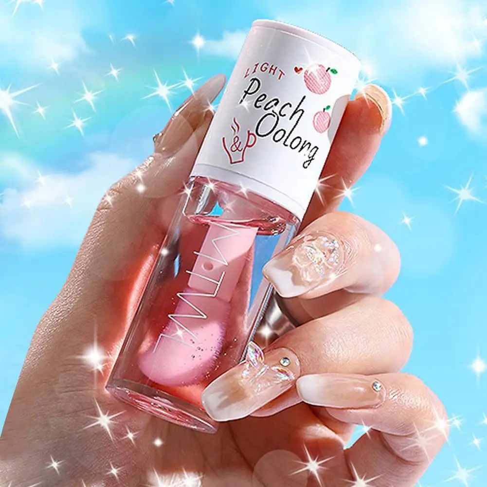 Kawaii Honey Peach Lip Oil  Long Lasting Non-sticky Moisturi