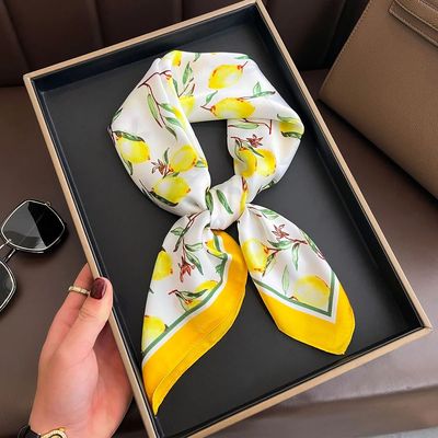New Floral Print Silk Feeling 70cm Square Scarf Women Foular
