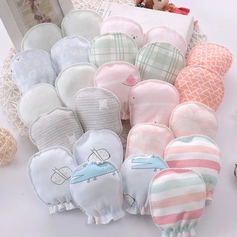 5 pairs/lot Newborn Baby Mittens Cotton Cartoon Soft Boys Gi