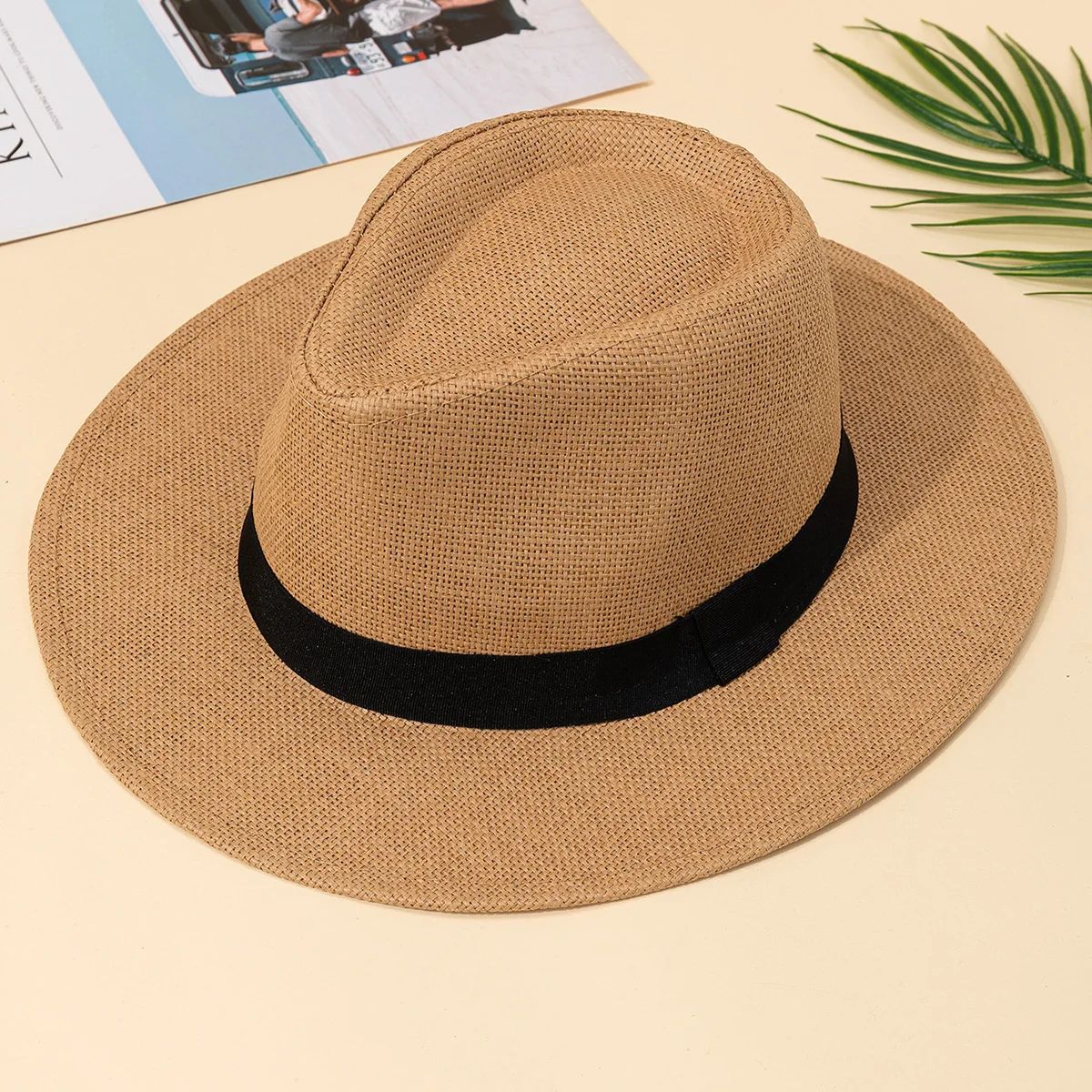 Hat, male, summer vacation, beach hat, English style, wide b