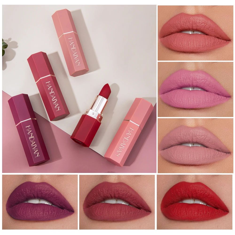 6-Color Matte Lipstick , Non-Fading, Non-Stick Cup Long-Last