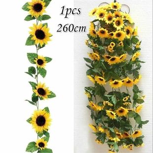 1/2/5pcs 260cm Artificial Yellow Sunflower Garland Flower Vi