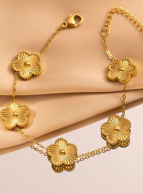 Fashion Flower Stainless Steel Bracelets For Women rendy Gol