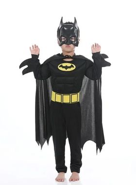 Kids Boys Muscle Costumes with Mask Cloak Movie Character Su