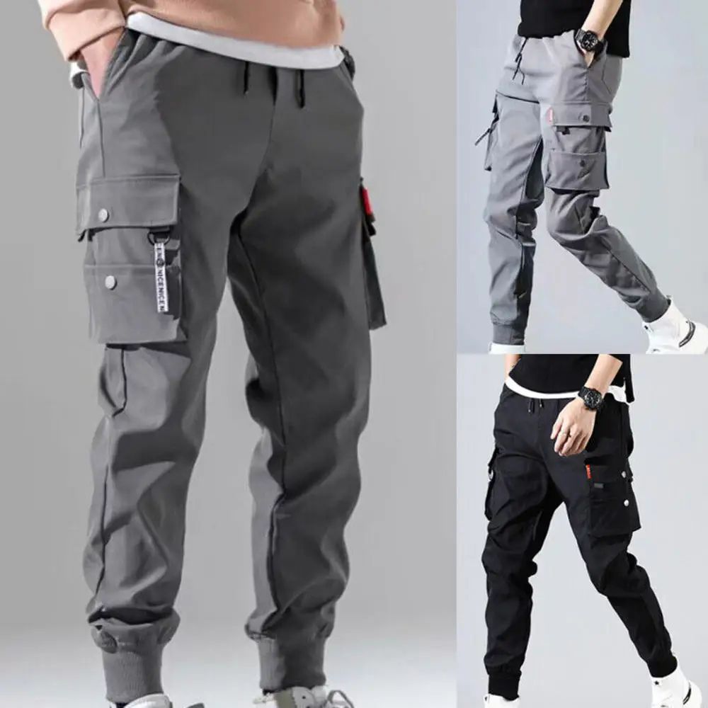 Men Cargo Tactical Pants Work Combat Multi-pockets Casual Tr