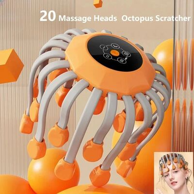 20 Massage Heads Orange Scalp Massager - Red Light Vibrating