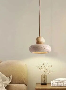 Vintage pendant light with natural yellow agate stone, perfe