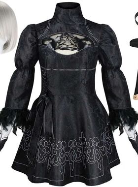 Big Size Yorha 2B Cosplay Costume Black Leotard Dress 2B Ful
