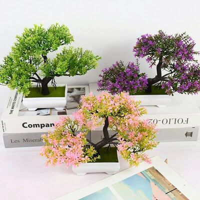 Artificial Plants Bonsai Small ree Pot Fake Plant Flowers Po