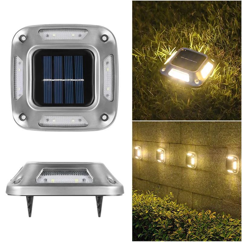 1PCS 8 LEDs Solar Ground Light Solar Light Waterproof Warm L