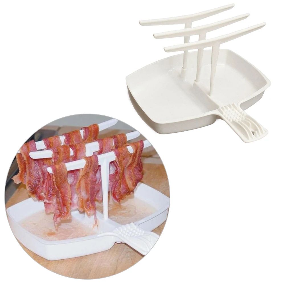 Plastic Microwave Bacon Oven Baking Tray Heat Resistance Bar