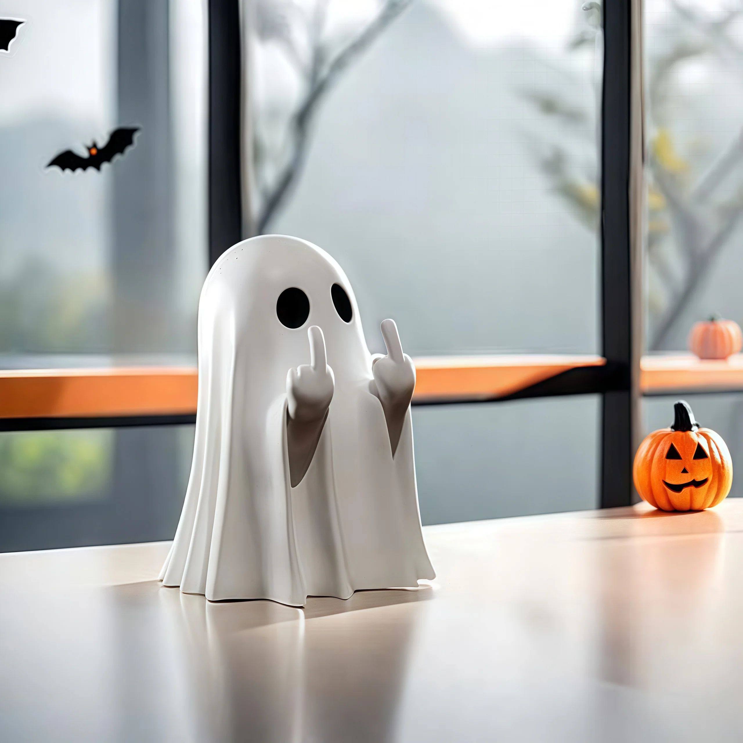 Middle Finger Cute Ghost Statue, Ghosts Small Scary Ghost Fi