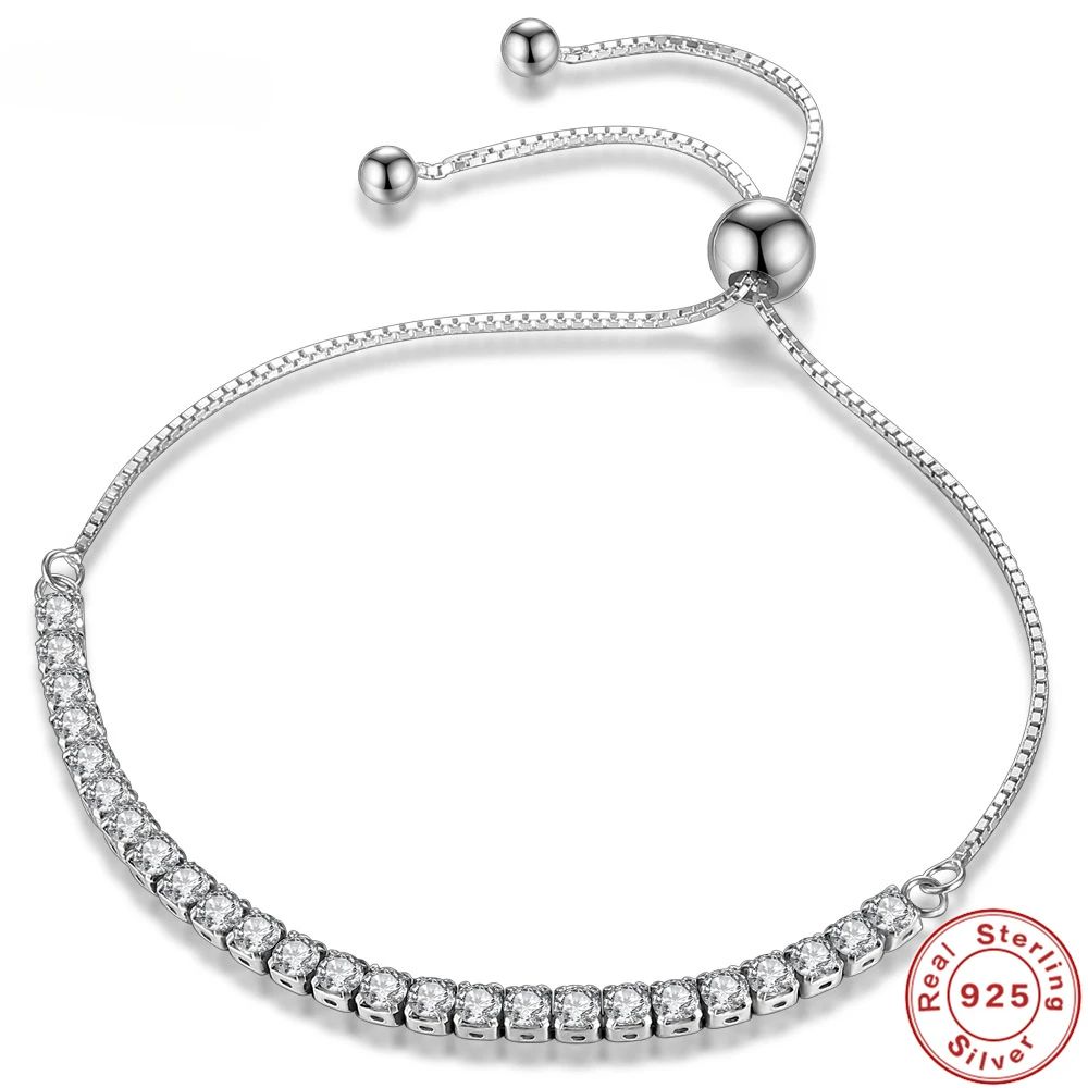 925 Sterling Silver Bracelet Love Elegant Zircon Tennis  Cry