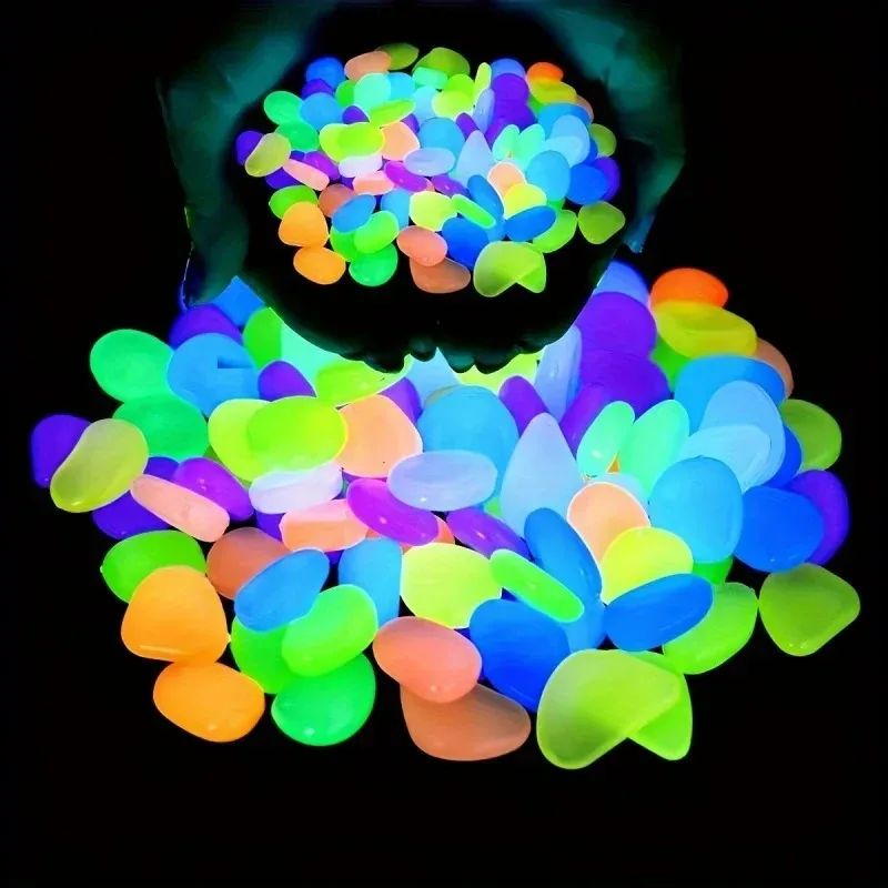 100Pcs Glow in the Dark Garden Pebbles For Sidewalk Garden T