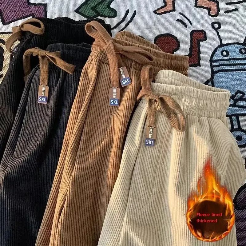 Men's Corduroy Pants Autumn/Winter Fleece-Lined Casual Sport