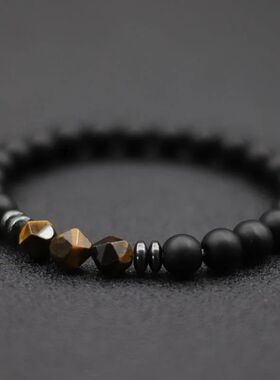 Fashion Mens Bracelet Black GlassBbeads Braclet Irregular Na