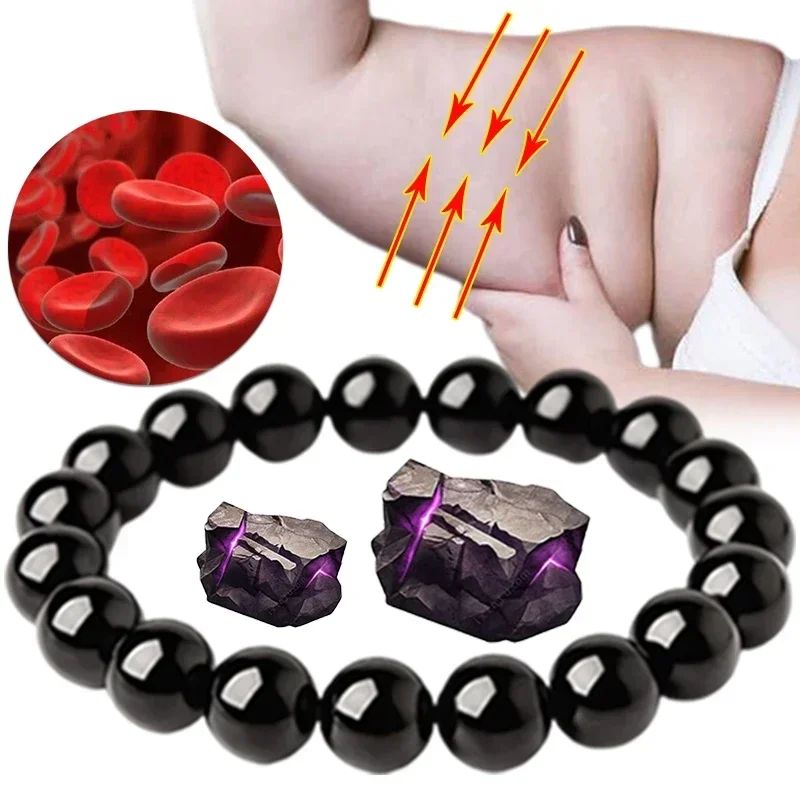 Black Obsidian Natural Stone Bracelets Fat Relief Promote Bl