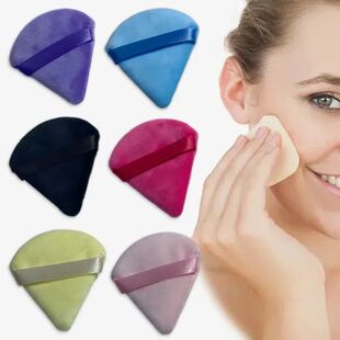2pcs Velvet Triangle Shaped Cosmetic Puff Wet Dry Used Washa