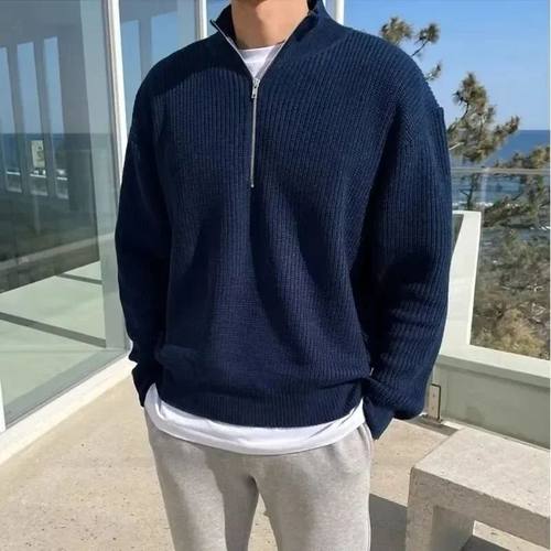 2023 Spring Autumn Men New Fashion Men Loose Half-high Colla
