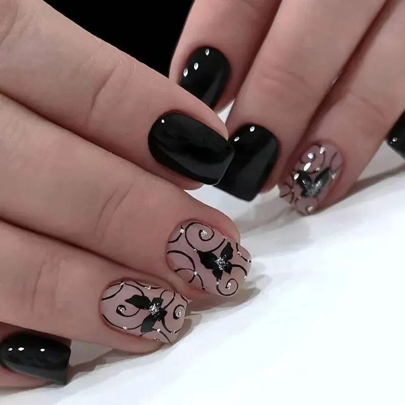 24 PCs Short French Butterfly Nails with 1 Jelly and 1 Nail