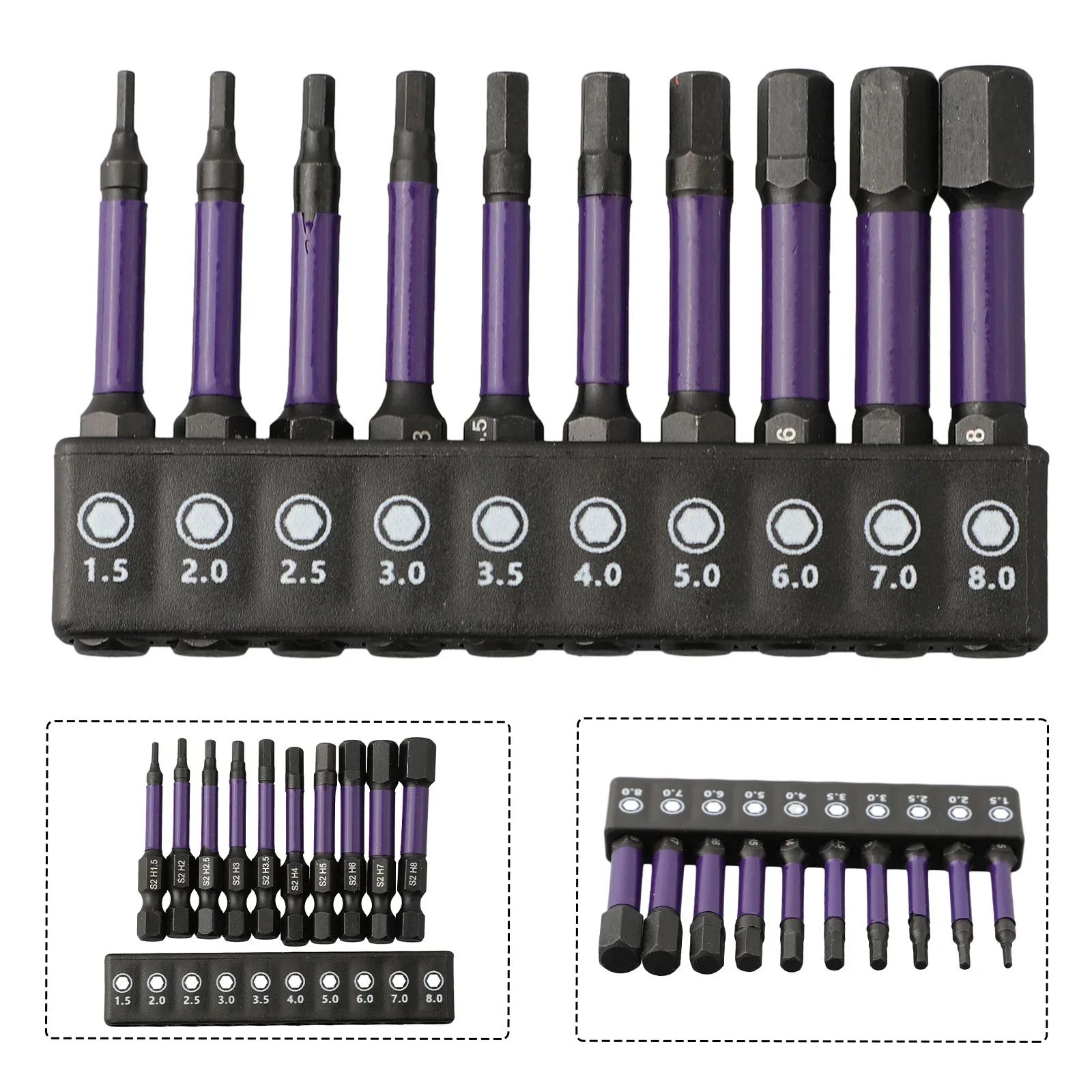 10Pcs Hex Head Wrench Drill Bit With Screwdrivers Bit Holder