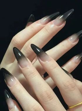 24pcs Black Gradients Long Paragraph Fashion Manicure Patch