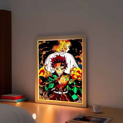 Anime Figure Light Painting Photo Frame Demons Slayer Kimets